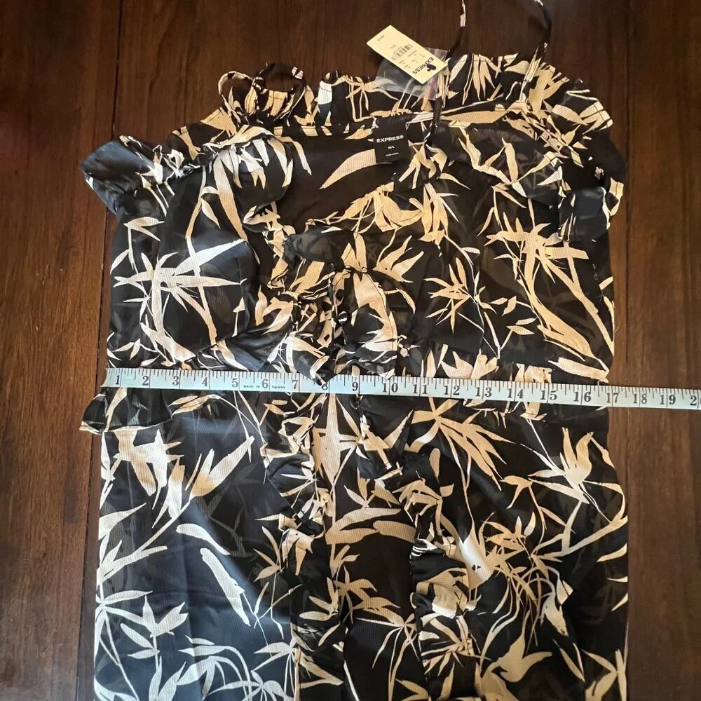 NWT Express Kimonos Sheer Long Line Brown & Tan Top or Cover Up  Size M/L - Picture 14 of 14